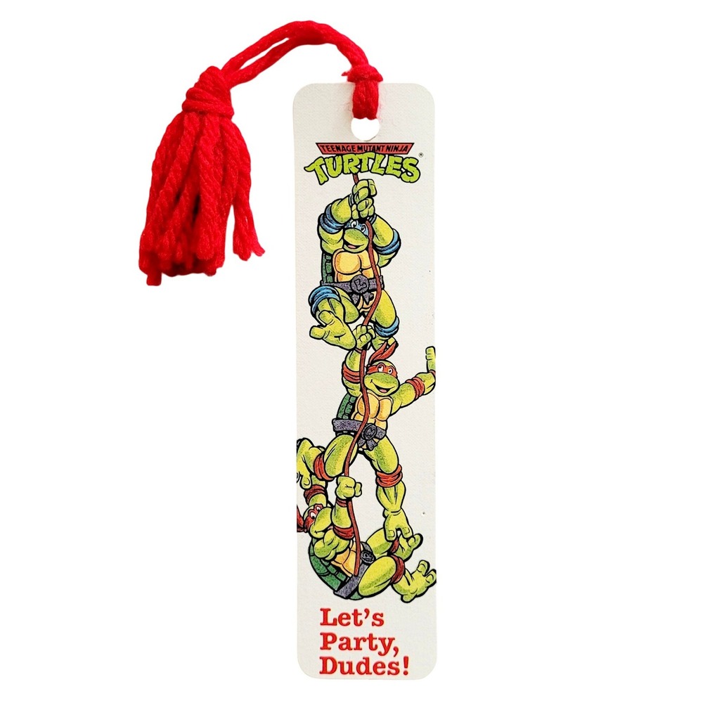 Vintage 80s TMNT Party Dudes Bookmark, Mutant Ninja Turtles, 1989 Antioch H-1280